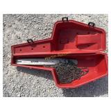 Homelite chain saw case w/group of bars & chains