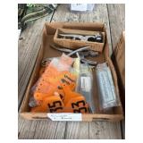 Flat of cattle bar tags & tools