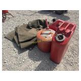 Metal gas cans & Canvas tarp