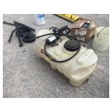 Tractor supply liquid tank with sprayer