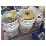 Three buckets of miscellaneous nuts, bolts,