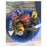 Bucket of misc tools and hardware