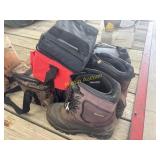 Lunch boxes x3 and ranger boots size 8