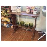 Wood shelf with green kitchen decoration