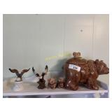 Bear and bald eagle decorations