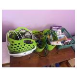 Baskets of office supplies