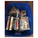 Tub full of VHS tapes