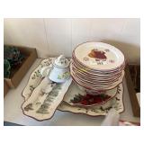 Bunch of Christmas plate and a bowl decorations