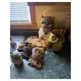Owl cookie jars, and decorations