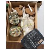 Snow globes, Calculator, and decorations