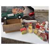 Blow mold Christmas decorations and sign