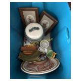 Cookie jar, plate, decorations, and pictures