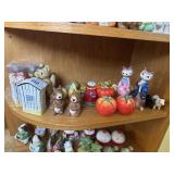 Shelf of salt and pepper shakers