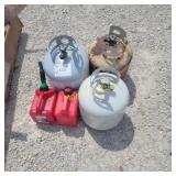 20 lbs propane tank (3) Gas cans (2)