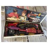 Handy Andy tool set box with vintage toy cars