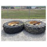 2 Heavy duty weighted backhoe rear rims & tires