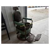 vintage green enamel Barber chair