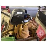 Welding helmet, jackets, and gloves