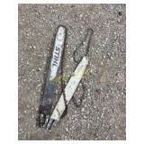 two steel chainsaw blades