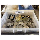 vintage coins and pocket watch