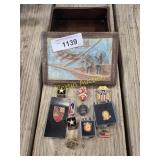 fisherman Box with military pins   RWB