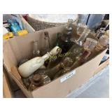 box of vintage glass bottle