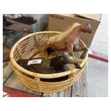 vintage duct  decoy  duck statue and horse
