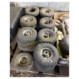 Approx 25 pneumatic tires/ wheels