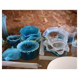 Blue and white glassware