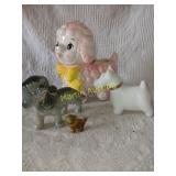 small Dog plater and dog Statues (4) +