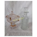 Oil/Vinegar Cruet, Glass with gold trim +