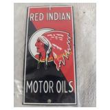 Small Red cast iron Indian Motor Oil Sign +