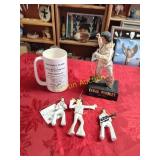 Elvis Figurines (3), Cup (1) +