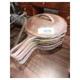 Skillets, 1 lodge the rest other brands, unknown