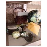 Glassware, globe and basket