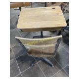 Antique wooden desk with chair