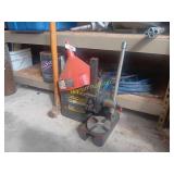 Air hose, press, oil and funnel