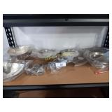 Silver style items, bowls,