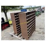 Two metal workshop shelves