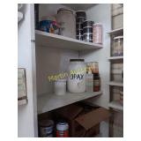 Contents on shelves on north wall