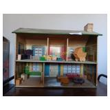 Metal dollhouse with furniture