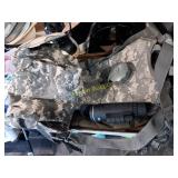Camp water backpacks, camo pants, boots and more