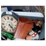 Clock, box and doll and misc