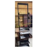 Black metal shelves
