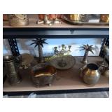 Brass items, pitcher, bowls, decor and