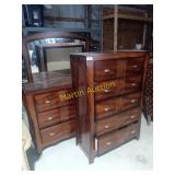 Dresser with mirror and chest of drawers
