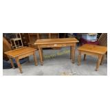 Wooden desk +2 end tables