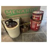 Antique oil can plus antique tin cans plus