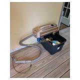 Toolboxes, heater, vintage vacuum, paint and