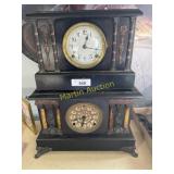 Two antique wooden clocks